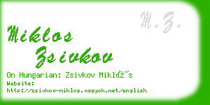 miklos zsivkov business card